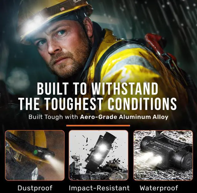 Alt view image 3 of 7 - TDC LED Rechargeable Headlamp 1000 Lumens - Professional Waterproof Head Lamp with 5 Modes, Hard Hat Compatible - USB-C Charging - Ideal for Camping, Hiking, Construction & Hunting