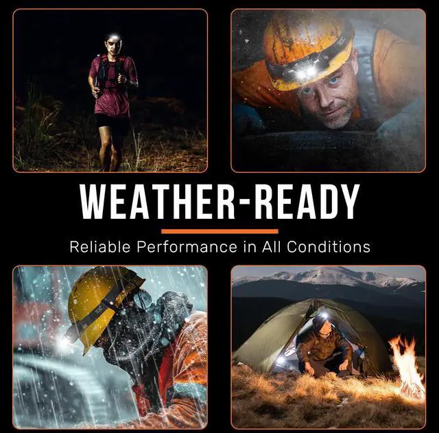 Alt view image 7 of 7 - TDC LED Rechargeable Headlamp 1000 Lumens - Professional Waterproof Head Lamp with 5 Modes, Hard Hat Compatible - USB-C Charging - Ideal for Camping, Hiking, Construction & Hunting