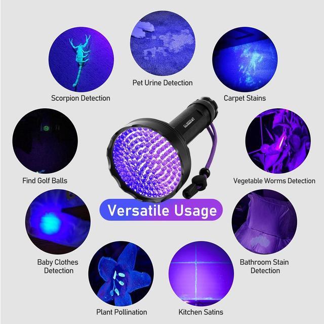 Alt view image 5 of 6 - Blacklight Flashlight,128 LED UV Flashlights, Upgraded Bright Ultraviolet Flashlight Professional Black Light for Dog/Cat, Hunting Scorpions