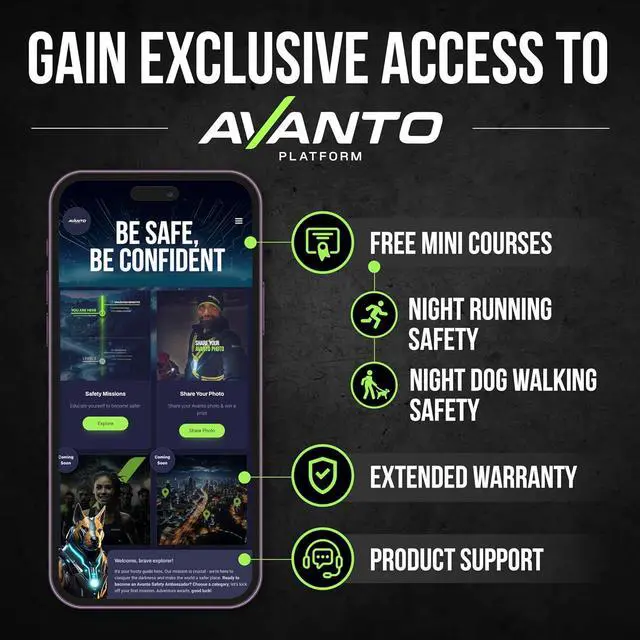 Alt view image 4 of 6 - AVANTO SOLX1 Pro Chest Light, Original, USB-C, Smart Running Lights for Runners with Safety Courses, Running Headlamp Flashlights, Walking Light for Night Walking, Safety Light, Black
