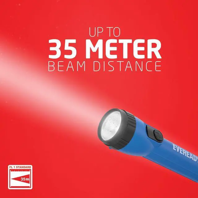 Alt view image 5 of 7 - EVEREADY LED Flashlights (4-Pack), Bright Flashlights for Emergencies and Camping Gear, Flash Light with AA Batteries Included, Blue/Yellow (4-Pack)