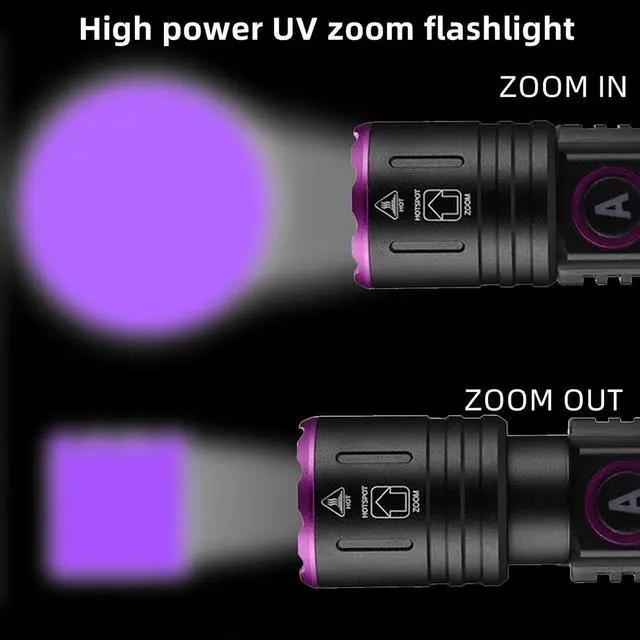 Alt view image 2 of 7 - ALONEFIRE SV87 365nm UV Flashlight Zoom 5W Type C USB Rechargeable Black Light Money Detector for Resin Curing, Pet Urine Detection, Scorpion, Fishing, Minerals, Leaks, Cure Glue with Battery