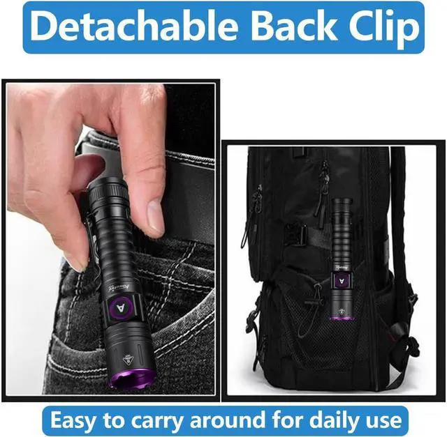 Alt view image 4 of 7 - ALONEFIRE SV87 365nm UV Flashlight Zoom 5W Type C USB Rechargeable Black Light Money Detector for Resin Curing, Pet Urine Detection, Scorpion, Fishing, Minerals, Leaks, Cure Glue with Battery