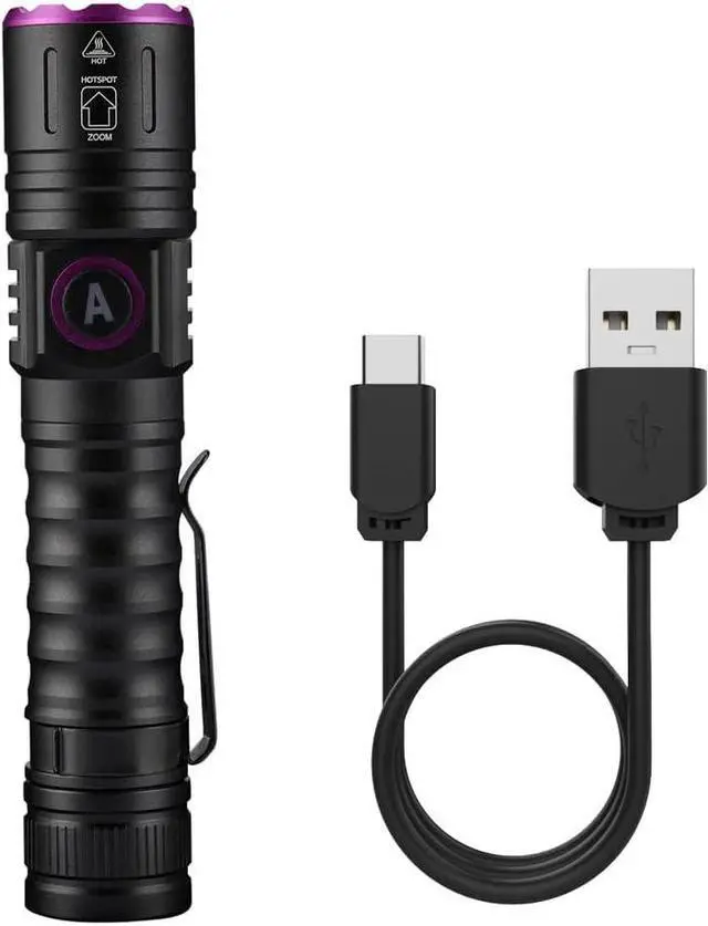 Alt view image 7 of 7 - ALONEFIRE SV87 365nm UV Flashlight Zoom 5W Type C USB Rechargeable Black Light Money Detector for Resin Curing, Pet Urine Detection, Scorpion, Fishing, Minerals, Leaks, Cure Glue with Battery