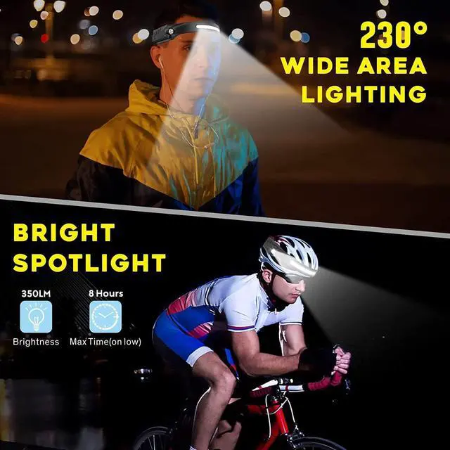 Alt view image 3 of 6 - Headlamp Rechargeable - Head Lights for Forehead 2 Pack, Super Bright 230° Wide Beam Headlamps Headlight, Lightweight LED Headlamp for Camping Running Fishing