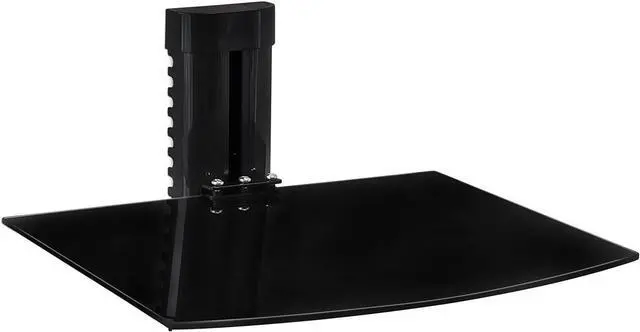 Main image of Mount-It! Floating TV Shelf, Wall Mounted Shelf for Receiver, Cable Box, PlayStation, Xbox, DVD Player, Projector and AV Components, 17.6 Lbs Capacity, 1 Shelf, Tinted Tempered Glass Black