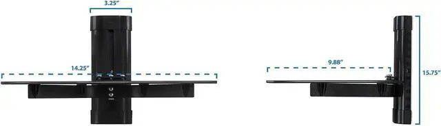 Alt view image 3 of 7 - Mount-It! Floating TV Shelf, Wall Mounted Shelf for Receiver, Cable Box, PlayStation, Xbox, DVD Player, Projector and AV Components, 17.6 Lbs Capacity, 1 Shelf, Tinted Tempered Glass Black