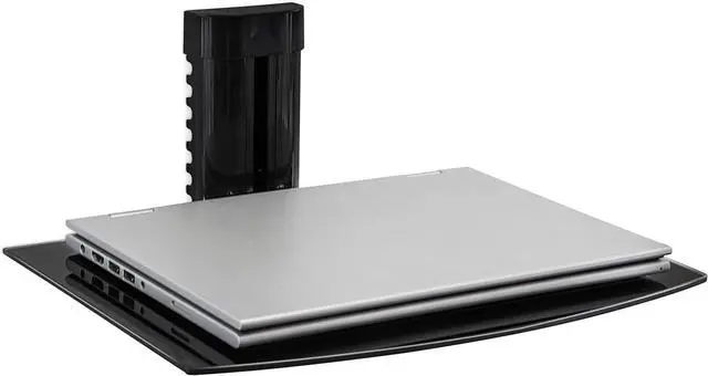 Alt view image 4 of 7 - Mount-It! Floating TV Shelf, Wall Mounted Shelf for Receiver, Cable Box, PlayStation, Xbox, DVD Player, Projector and AV Components, 17.6 Lbs Capacity, 1 Shelf, Tinted Tempered Glass Black