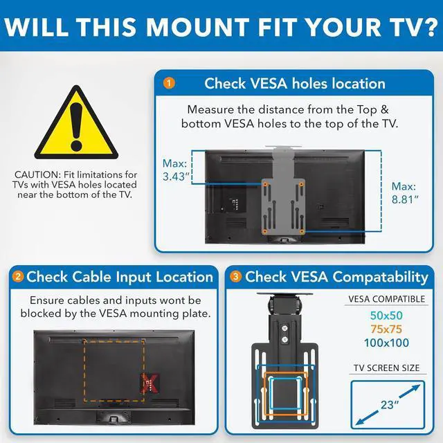 Alt view image 2 of 7 - Mount-It! Compact Folding Ceiling TV Mount | Flip Down and Under Cabinet TV Bracket for Small Screens Up to 24 Inches | 90° Tilt and 360° Swivel | VESA 50x50, 75x75, 100x100 | Max 18 lbs