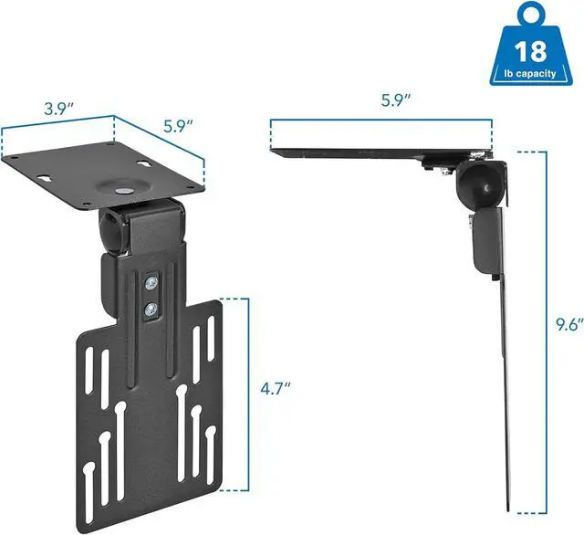 Alt view image 5 of 7 - Mount-It! Compact Folding Ceiling TV Mount | Flip Down and Under Cabinet TV Bracket for Small Screens Up to 24 Inches | 90° Tilt and 360° Swivel | VESA 50x50, 75x75, 100x100 | Max 18 lbs