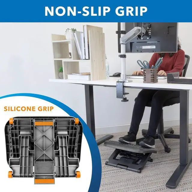 Alt view image 5 of 7 - Mount-It! Ergonomic Under Desk Footrest | Massaging Foot Rest Support | Tilting Footrest with 3-Level Height Adjustment | Under Chair Office Footrest