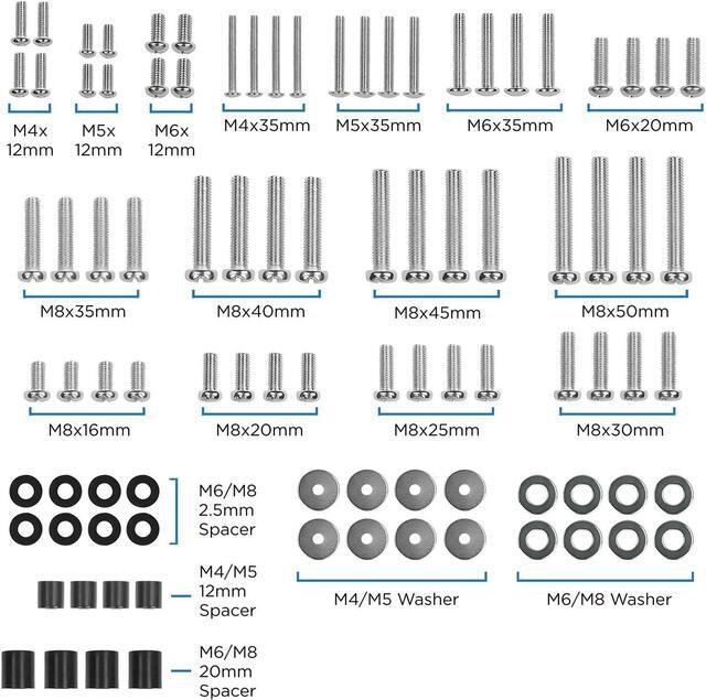 Alt view image 2 of 7 - Mount-It! TV Mounting Hardware Kit, Universal VESA Wall Mount Screw, Washer, Spacer Pack (M4 M5 M6 M8) for TV and Monitor Mounting