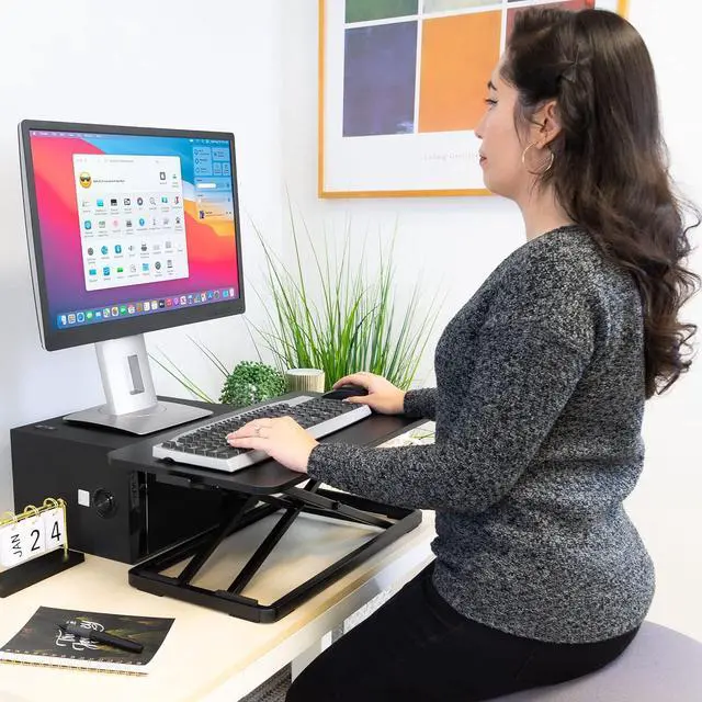 Alt view image 2 of 7 - Mount-It! Standing Keyboard Tray, Adjustable Height Keyboard Riser for Desktop, Ergonomic Sit Stand Key board and Mouse Platform, Ergonomic Lifter for Keyboard and Laptops 23.6 x 11.8 Inch