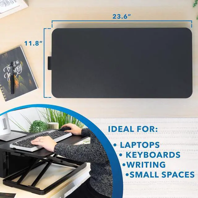 Alt view image 3 of 7 - Mount-It! Standing Keyboard Tray, Adjustable Height Keyboard Riser for Desktop, Ergonomic Sit Stand Key board and Mouse Platform, Ergonomic Lifter for Keyboard and Laptops 23.6 x 11.8 Inch