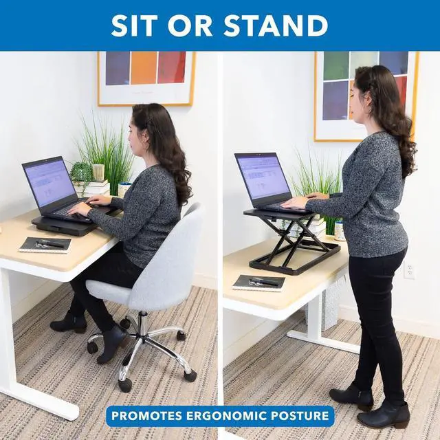 Alt view image 5 of 7 - Mount-It! Standing Keyboard Tray, Adjustable Height Keyboard Riser for Desktop, Ergonomic Sit Stand Key board and Mouse Platform, Ergonomic Lifter for Keyboard and Laptops 23.6 x 11.8 Inch