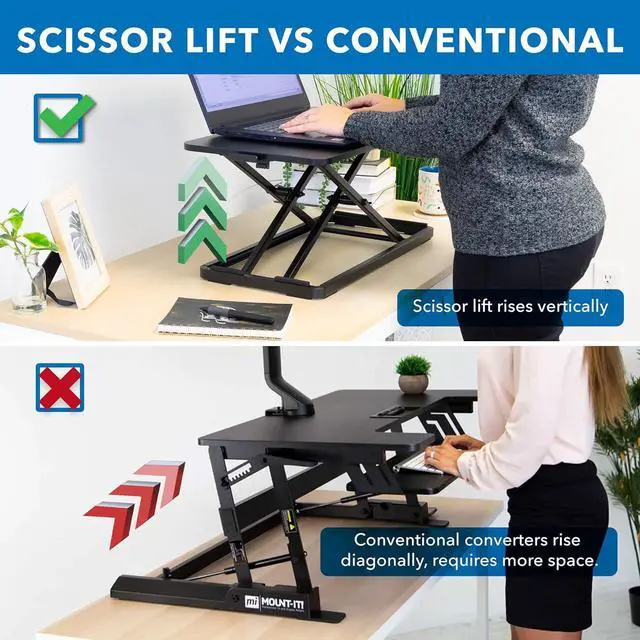 Alt view image 7 of 7 - Mount-It! Standing Keyboard Tray, Adjustable Height Keyboard Riser for Desktop, Ergonomic Sit Stand Key board and Mouse Platform, Ergonomic Lifter for Keyboard and Laptops 23.6 x 11.8 Inch
