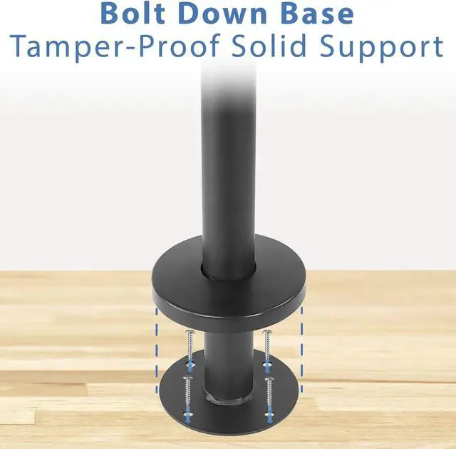 Alt view image 3 of 7 - Mount-It! Bolt Down TV Stand | Heavy Duty Swivel Table Top TV Mount for Screens 32" - 55" | Desktop TV VESA Mount with Swivel | Steel, Black