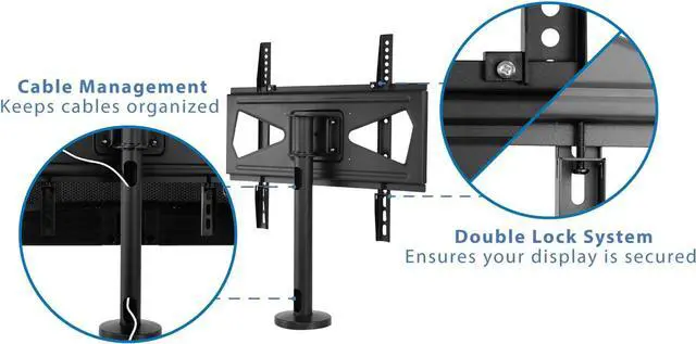 Alt view image 6 of 7 - Mount-It! Bolt Down TV Stand | Heavy Duty Swivel Table Top TV Mount for Screens 32" - 55" | Desktop TV VESA Mount with Swivel | Steel, Black