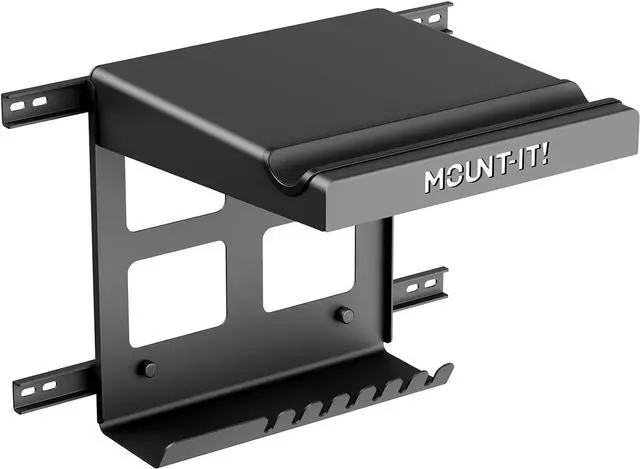 Main image of Mount-It! Bike Wall Mount Rack with Shelf and Hooks, Horizontal Indoor Bike Rack Garage Home, Space Saving Wall Mounted Hanger for a Single Road, Mountain or Other Bicycle with Extra Storage, Black