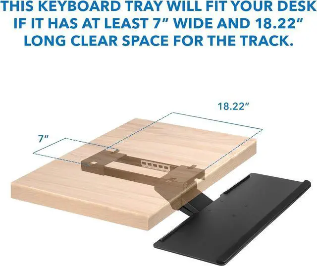 Alt view image 2 of 7 - Mount-It! Under Desk Computer Keyboard and Mouse Tray, Ergonomic Keyboard Drawer with Gel Wrist Pad, Black