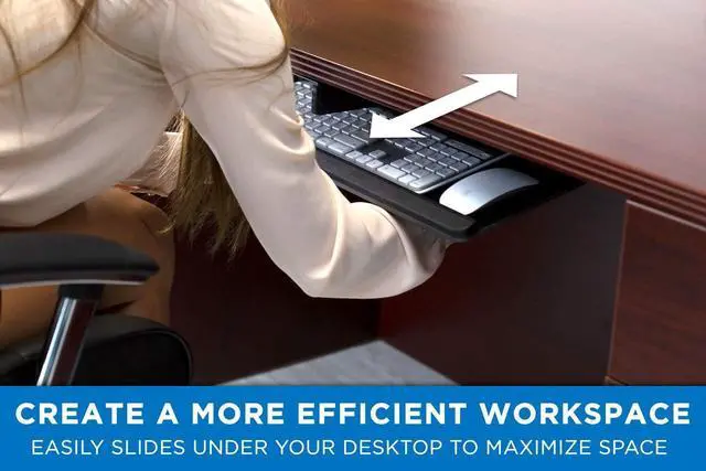 Alt view image 3 of 7 - Mount-It! Under Desk Computer Keyboard and Mouse Tray, Ergonomic Keyboard Drawer with Gel Wrist Pad, Black