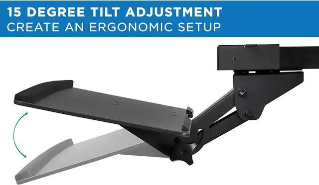 Alt view image 4 of 7 - Mount-It! Under Desk Computer Keyboard and Mouse Tray, Ergonomic Keyboard Drawer with Gel Wrist Pad, Black