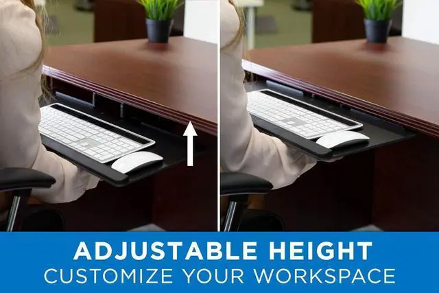 Alt view image 5 of 7 - Mount-It! Under Desk Computer Keyboard and Mouse Tray, Ergonomic Keyboard Drawer with Gel Wrist Pad, Black