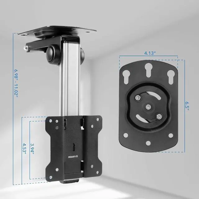 Alt view image 4 of 7 - Mount-It! Folding Ceiling TV Mount | Flip Down and Under Cabinet TV Bracket for Compact Screens 13-27 Inch | Space-Saving Tilt and Swivel Design | Adjustable Height | VESA 75x75, 100x100 | Max 44 lbs