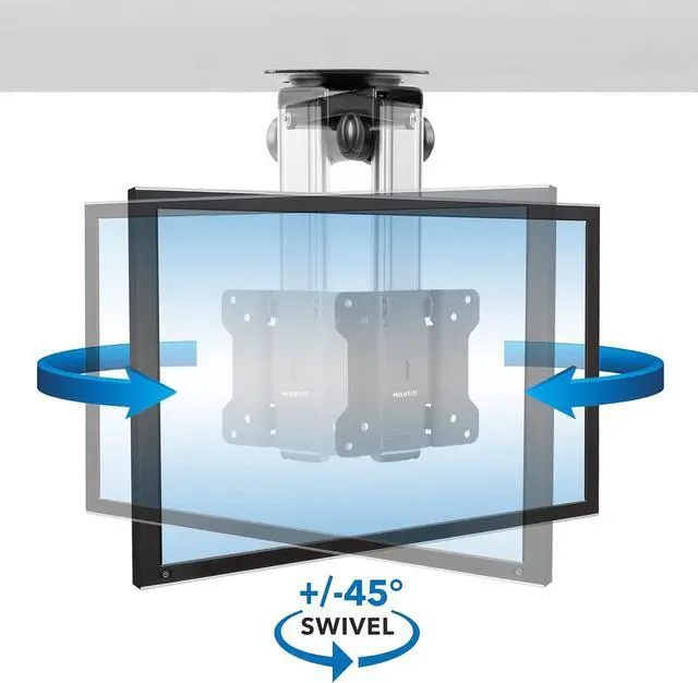 Alt view image 5 of 7 - Mount-It! Folding Ceiling TV Mount | Flip Down and Under Cabinet TV Bracket for Compact Screens 13-27 Inch | Space-Saving Tilt and Swivel Design | Adjustable Height | VESA 75x75, 100x100 | Max 44 lbs