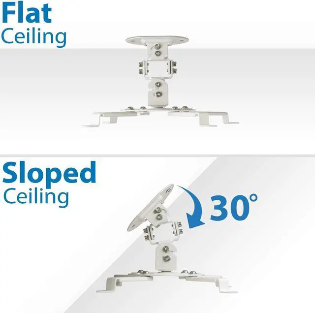 Alt view image 6 of 7 - Mount-It! Low Profile Projector Ceiling Mount [30 lbs Capacity] Universal Bracket | 360 Full Motion Rotation with 30 Degree Tilt and Roll | 6 Inches High (White | Short)