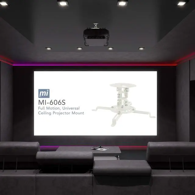 Alt view image 5 of 7 - Mount-It! Low Profile Projector Ceiling Mount [30 lbs Capacity] Universal Bracket | 360 Full Motion Rotation with 30 Degree Tilt and Roll | 6 Inches High (White | Short)
