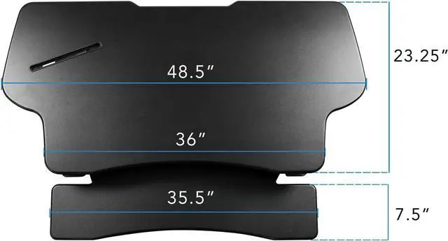 Alt view image 3 of 7 - Mount-It! 48" Electric Adjustable Standing Desk Converter 2 Monitors, Adjustable Stand Up Desk Riser for Monitors, X-Large Motorized Workstation Topper with Keyboard Tray for Home Office, Black