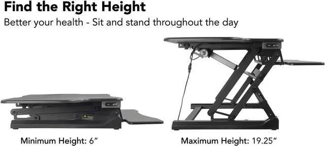 Alt view image 6 of 7 - Mount-It! 48" Electric Adjustable Standing Desk Converter 2 Monitors, Adjustable Stand Up Desk Riser for Monitors, X-Large Motorized Workstation Topper with Keyboard Tray for Home Office, Black