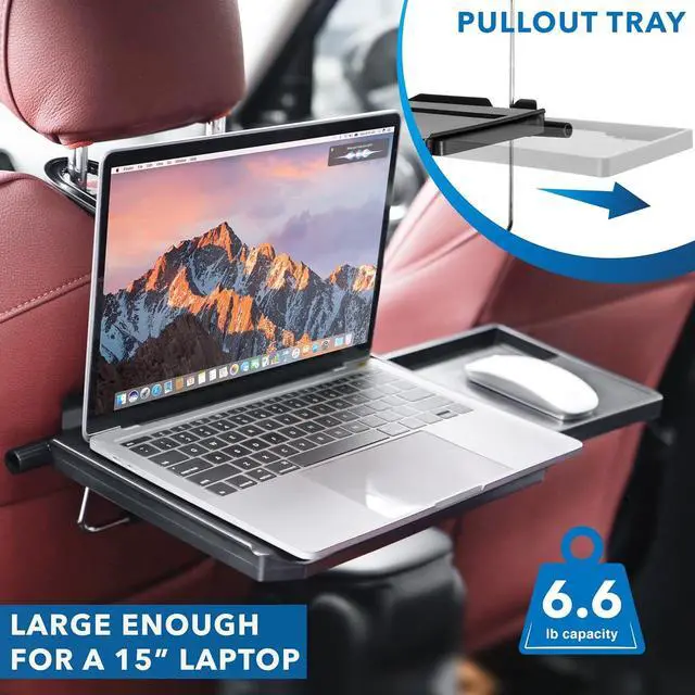 Alt view image 3 of 7 - Mount-It! Car Table Tray with Adjustable Height and Tilt | Car Desk for Laptop FITS on Any Car Model and Steering Wheel | Holds Food, Drinks, Laptops, Tablets, Books and More! -