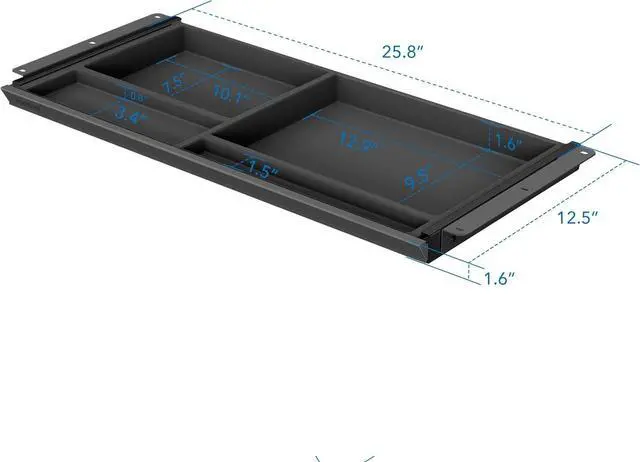 Alt view image 2 of 7 - Mount-It! Under Desk Storage - Deep Under Desk Drawer Organizer - Standing Desk Drawer Attachment - 25.8" Width Under Desk Storage Drawer - Black