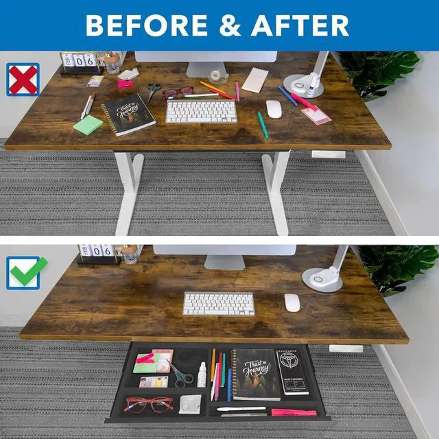 Alt view image 3 of 7 - Mount-It! Under Desk Storage - Deep Under Desk Drawer Organizer - Standing Desk Drawer Attachment - 25.8" Width Under Desk Storage Drawer - Black
