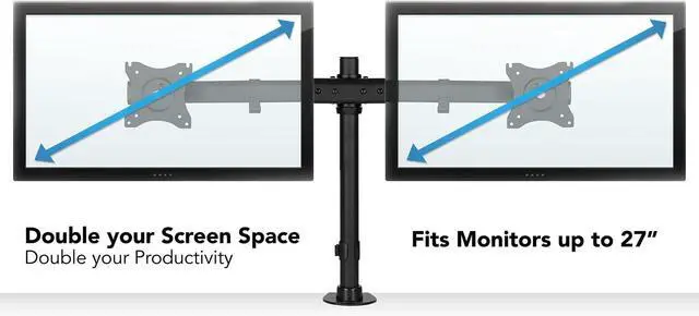 Alt view image 4 of 7 - Mount-It! Dual Monitor Mount | Double Monitor Desk Stand Arm | Fits 2 Computer Screens 17 19 20 21 22 24 27 Inch | Two VESA 75 100 Compatible Displays | C-Clamp and Grommet Bases Included