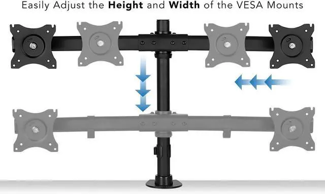 Alt view image 5 of 7 - Mount-It! Dual Monitor Mount | Double Monitor Desk Stand Arm | Fits 2 Computer Screens 17 19 20 21 22 24 27 Inch | Two VESA 75 100 Compatible Displays | C-Clamp and Grommet Bases Included