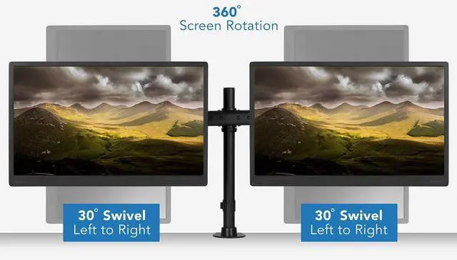Alt view image 7 of 7 - Mount-It! Dual Monitor Mount | Double Monitor Desk Stand Arm | Fits 2 Computer Screens 17 19 20 21 22 24 27 Inch | Two VESA 75 100 Compatible Displays | C-Clamp and Grommet Bases Included