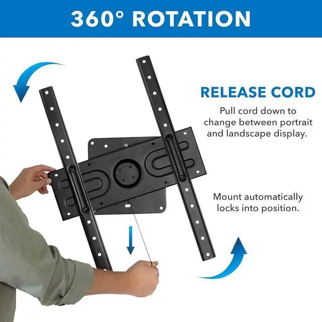 Alt view image 2 of 7 - Mount-It! Landscape to Portrait Rotating TV Wall Mount | Vertical Flush TV Mount with 360 Degree Rotation | Fits VESA Up to 600x400, 37 to 80 Inch Screens, 110 Lbs Capacity