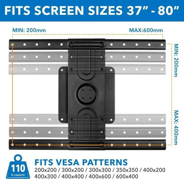 Alt view image 6 of 7 - Mount-It! Landscape to Portrait Rotating TV Wall Mount | Vertical Flush TV Mount with 360 Degree Rotation | Fits VESA Up to 600x400, 37 to 80 Inch Screens, 110 Lbs Capacity