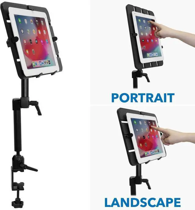 Alt view image 7 of 7 - Mount-It! Tablet Pole Mount | Universal Full Motion Holder for iPad, Phone or Tablet | C-Clamp Base | Fits 6-14 Inch Screens