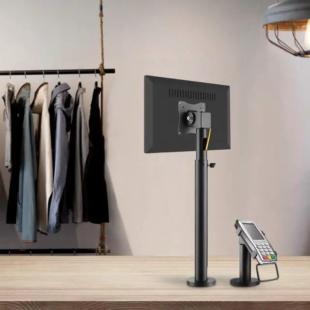 Alt view image 2 of 7 - Mount-It! Point-of-Sale Register Stand for Checkout Stations and Screens with VESA Patterns | Height Adjustable Pole with Bolt-Down Base, VESA 75, 100 Compatible