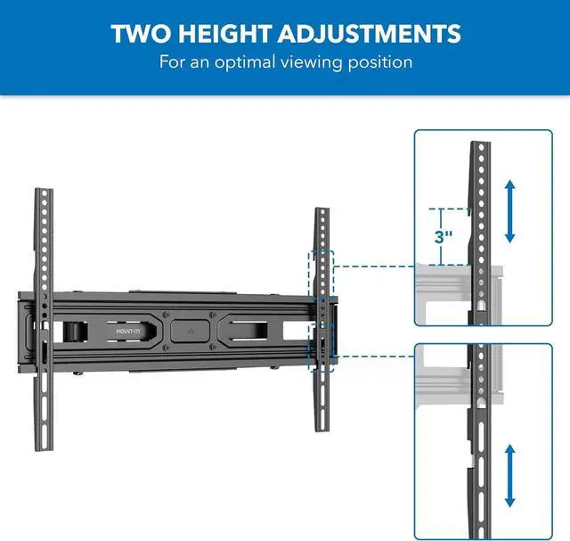 Alt view image 7 of 7 - Mount-It! Full Motion TV Wall Mount with Heavy Duty Dual Arms, 14" Extension and Compatible with TVs 37" up to 80" Screen Size, Fits VESA up to 600x400mm, 88 Lbs Capacity