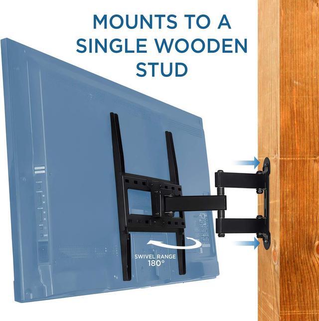 Alt view image 3 of 7 - Mount-It! Full Motion Corner TV Wall Mount | Single Stud Install | Swivel, Tilt & 15 Extension | Single Arm for 32-50 TVs | Heavy-Duty Steel | Fits VESA 100x100-400x400 | 66 lbs Capacity