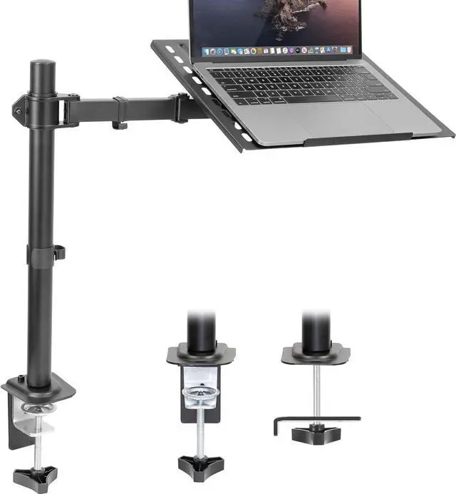 Main image of Mount-It! Laptop Desk Mount, Fully Adjustable Ergonomic Laptop Arm with Vented Tray, Cable Management, Clamp and Grommet Base, Fits Laptops up to 17 Inches, Black