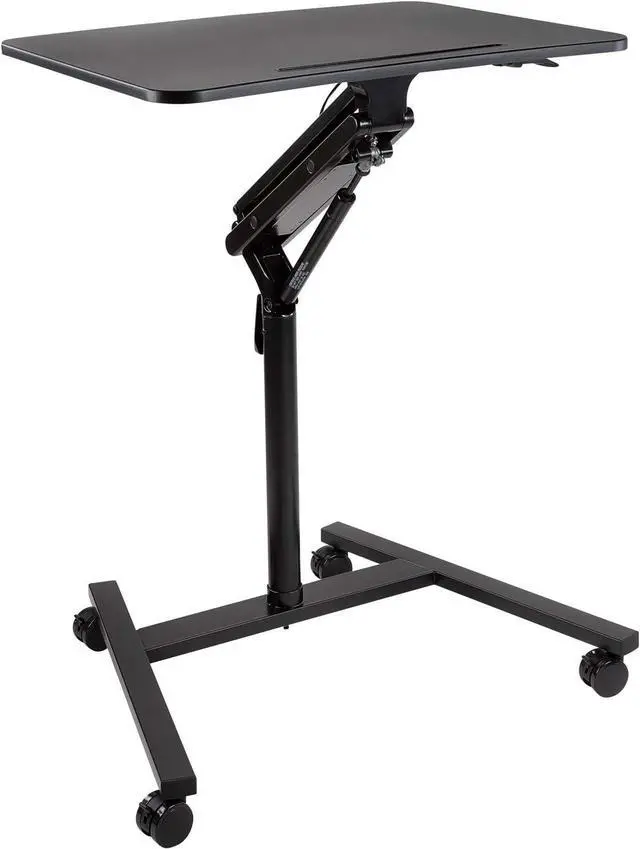 Main image of Mount-It! Mobile Standing Laptop Desk, Height Adjustable Rolling Sit Stand Workstation with Casters, 27.5 Wide with Gas Spring Lift Mechanism, Black