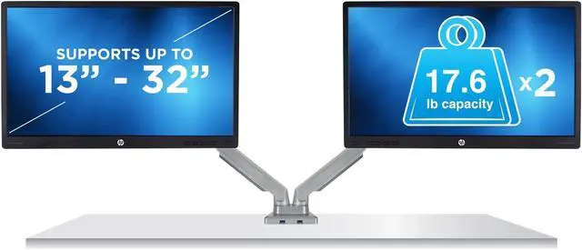 Alt view image 6 of 7 - Mount-It! Dual Monitor Arm Mount Desk Stand | 2 x 3.0 USB Ports | Articulating Mechanical Spring Height Adjustable | Fits Two 24 27 29 30 32 Inch VESA 75 100 Compatible Screens | C-Clamp and Grommet