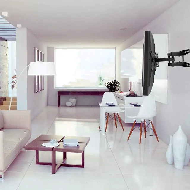 Alt view image 2 of 7 - Mount-It! Full Motion TV Wall Mount | Stable Dual Arm Articulating Bracket for 32-55 Inch TVs | Swivel, Tilt & Extend | Universal VESA Wall Mount for Flat Screen, LED, LCD, OLED | 115 lbs Capacity