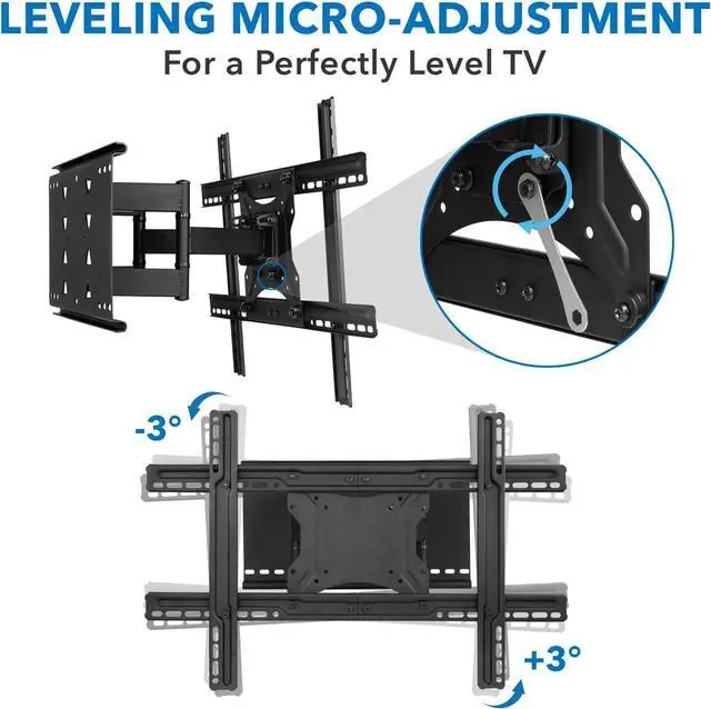 Alt view image 7 of 7 - Mount-It! Full Motion TV Wall Mount with Dual Articulating Arms | Universal TV Wall Mount Bracket Fits 32, 42, 50, 55, 60, 70, 82 Inch TVs Up to 132lbs | Heavy-Duty Steel | VESA 100x100 to 600x400mm